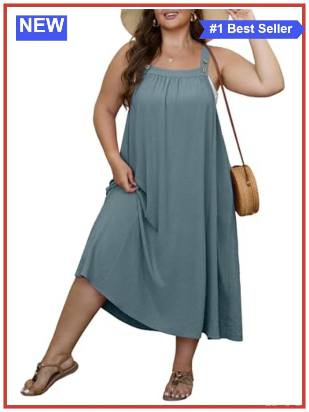 Plus Size Summer Overall Sundress Loose Fit Adjustable Strap Beach Cover Up